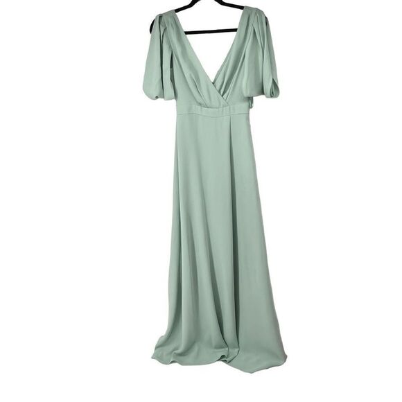 J. Crew‎ Dusty Shale Green Felicity Long Gown Dress Style b6547 Sz 00 NWT - Picture 1 of 16